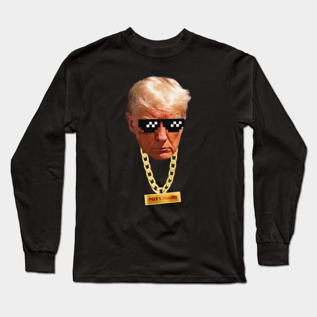 Thug Life Trump Mugshot Long Sleeve T-Shirt by ArcaNexus